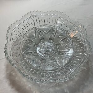 American Brilliant Period Vintage Scalloped Edge Cut Glass Crystal Serving Dish